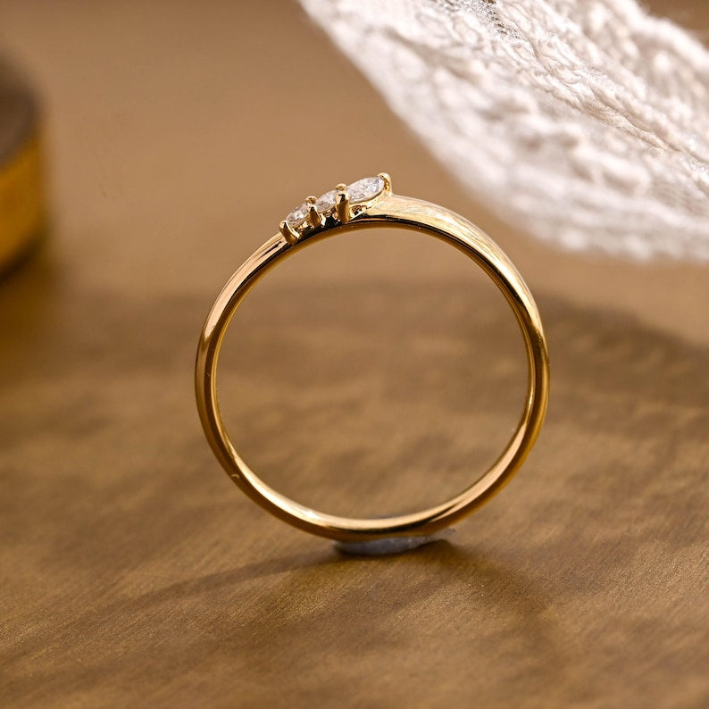Marquise Cut Cluster Styled Lab Grown Wedding Band