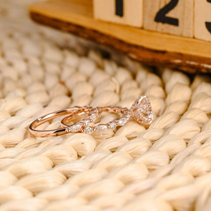 Marquise Cut Cluster Styled Lab Grown Diamond Bridal Ring Set