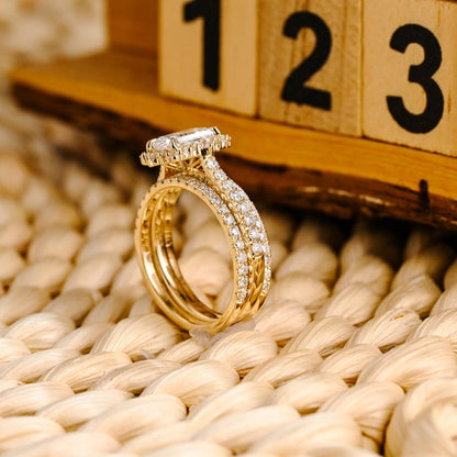 Marquise Cut Cluster Styled Lab Grown Diamond Bridal Ring Set