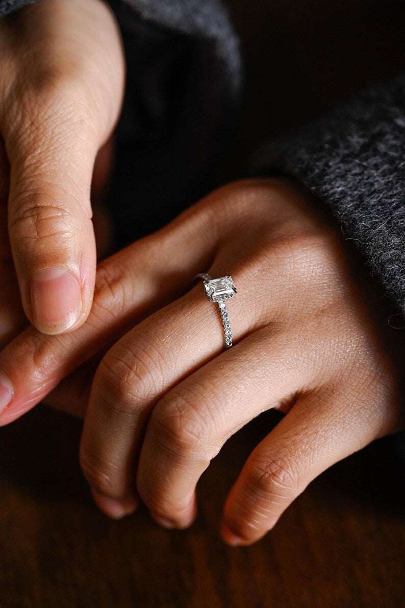 Marquise Cut Cluster Styled Lab Grown Diamond Engagement Ring