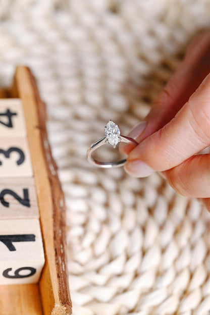 Marquise Cut Cluster Styled Lab Grown Diamond Engagement Ring