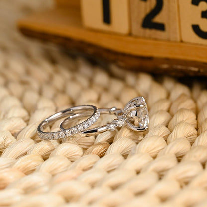 Marquise Cut Cluster Styled Lab Grown Diamond Bridal Ring Set