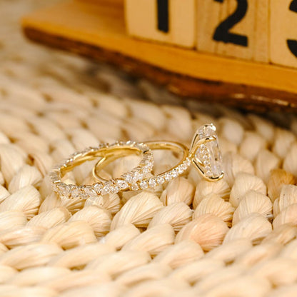 Marquise Cut Cluster Styled Lab Grown Diamond Bridal Ring Set