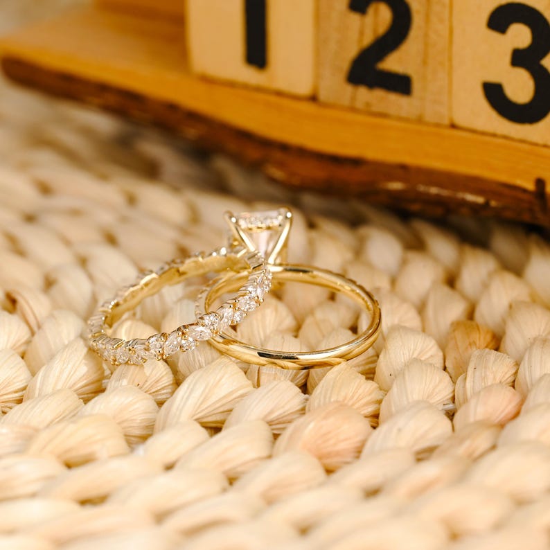 Marquise Cut Cluster Styled Lab Grown Diamond Bridal Ring Set