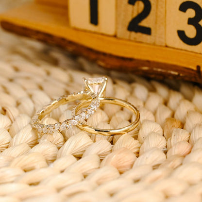 Marquise Cut Cluster Styled Lab Grown Diamond Bridal Ring Set