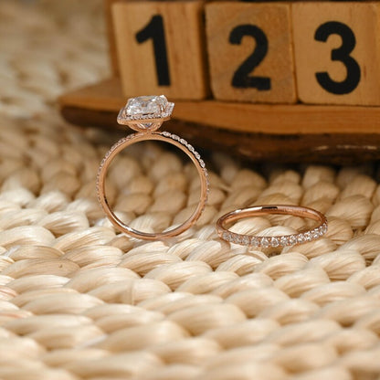Marquise Cut Cluster Styled Lab Grown Diamond Bridal Ring Set