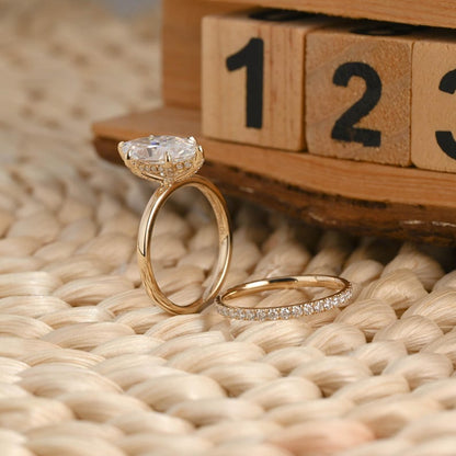 Marquise Cut Cluster Styled Lab Grown Diamond Bridal Ring Set