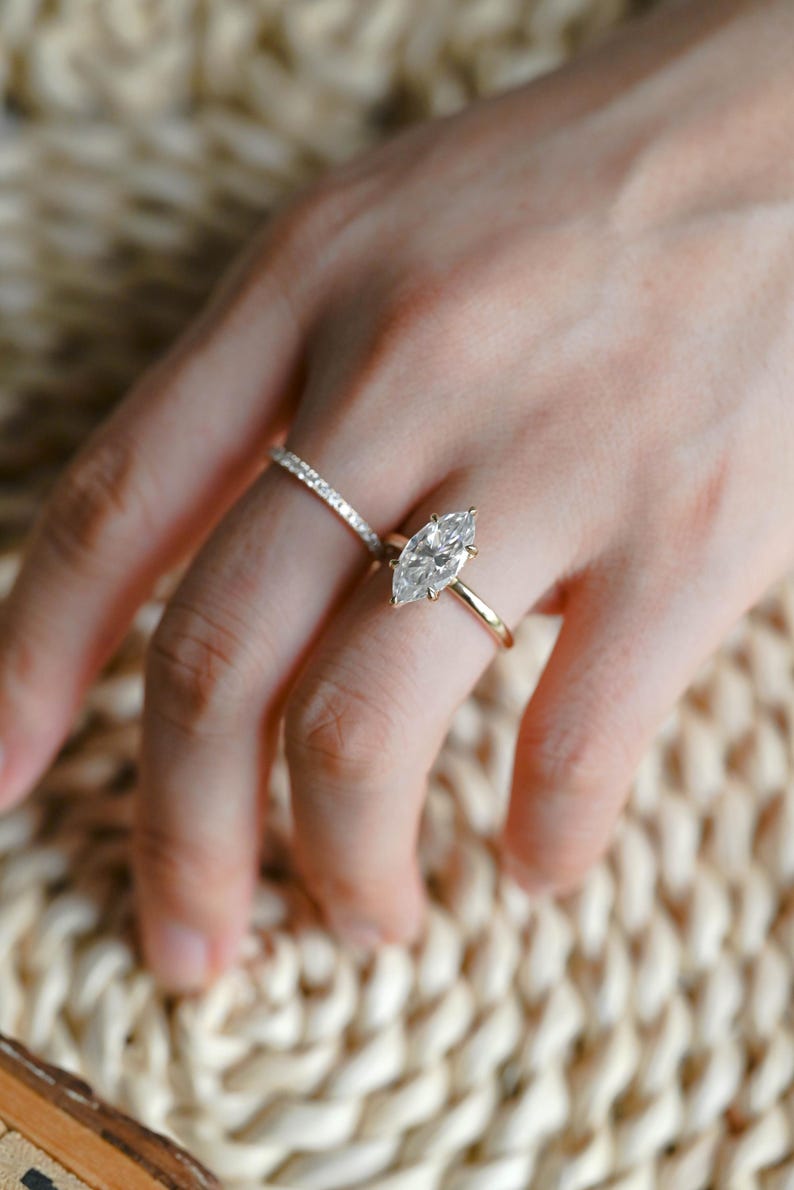 Marquise Cut Cluster Styled Lab Grown Diamond Bridal Ring Set