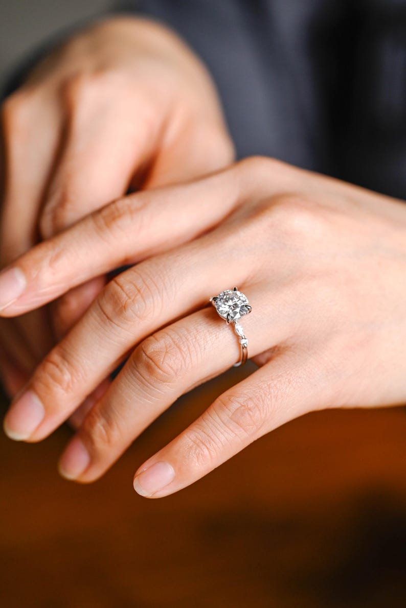 Marquise Cut Cluster Styled Lab Grown Diamond Engagement Ring