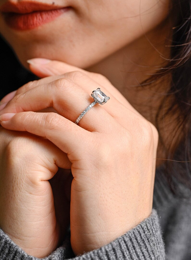 Marquise Cut Cluster Styled Lab Grown Diamond Engagement Ring