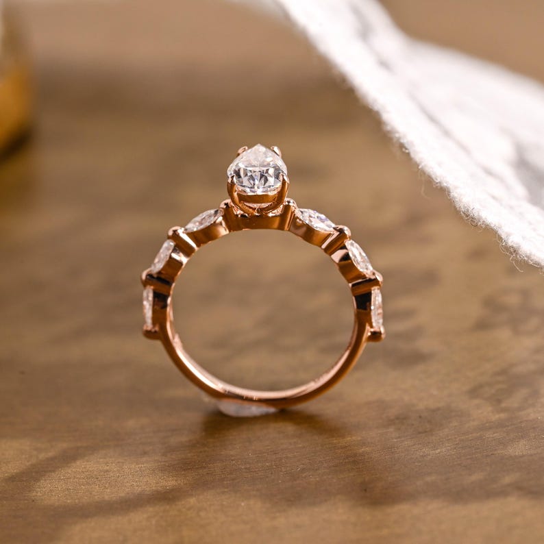 Marquise Cut Cluster Styled Lab Grown Diamond Engagement Ring