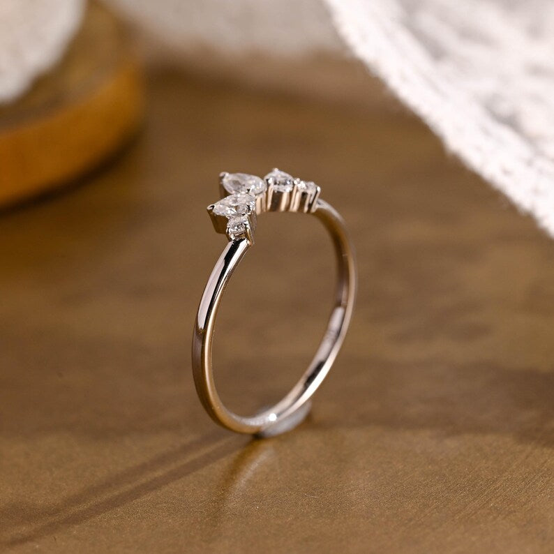 Marquise Cut Cluster Styled Lab Grown Wedding Band