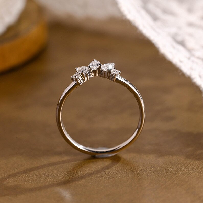 Marquise Cut Cluster Styled Lab Grown Wedding Band