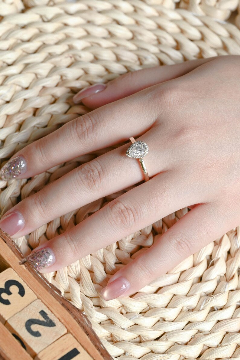 Marquise Cut Cluster Styled Lab Grown Diamond Engagement Ring