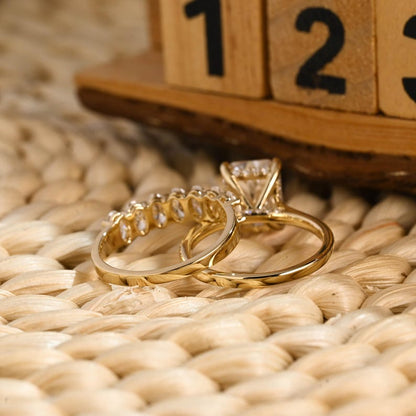 Marquise Cut Cluster Styled Lab Grown Diamond Bridal Ring Set
