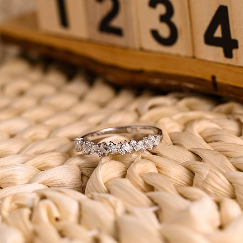 Marquise Cut Cluster Styled Lab Grown Wedding Band
