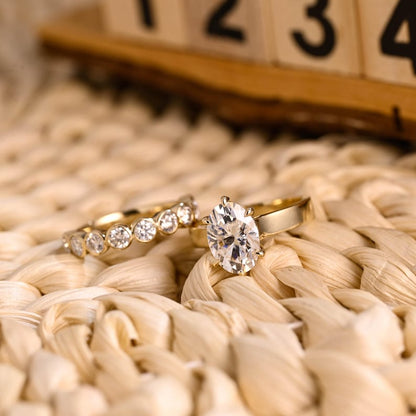 Marquise Cut Cluster Styled Lab Grown Diamond Bridal Ring Set
