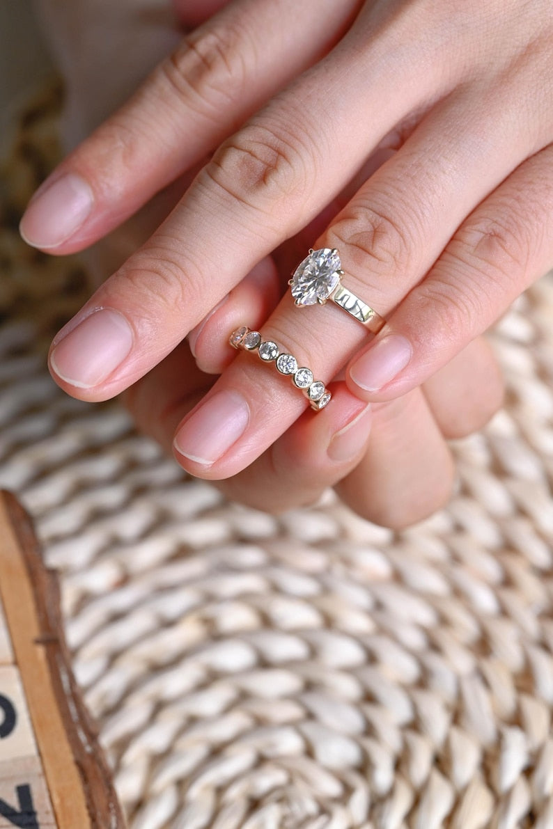 Marquise Cut Cluster Styled Lab Grown Diamond Bridal Ring Set