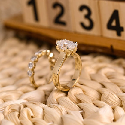 Marquise Cut Cluster Styled Lab Grown Diamond Bridal Ring Set