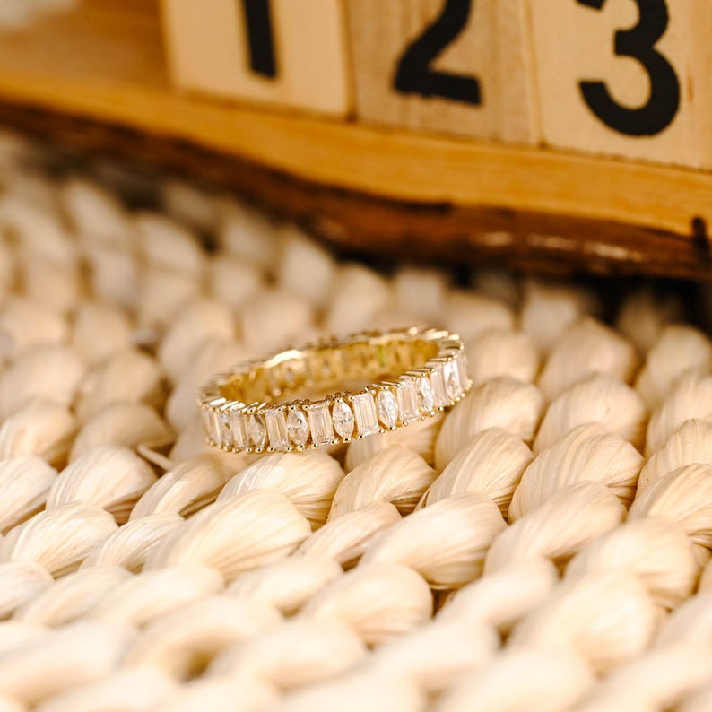 Marquise Cut Cluster Styled Lab Grown Wedding Band