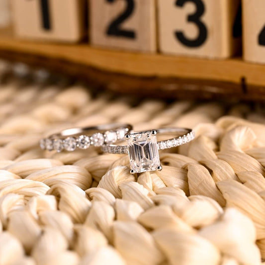 Marquise Cut Cluster Styled Lab Grown Diamond Bridal Ring Set
