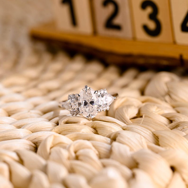 Marquise Cut Cluster Styled Lab Grown Diamond Engagement Ring