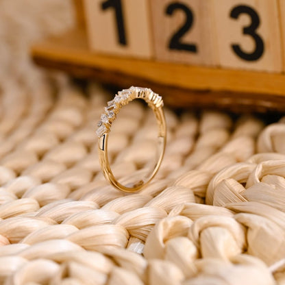 Marquise Cut Cluster Styled Lab Grown Wedding Band