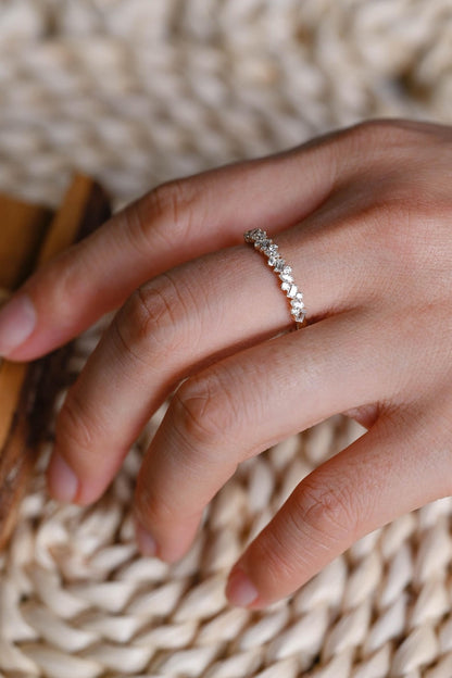 Marquise Cut Cluster Styled Lab Grown Wedding Band