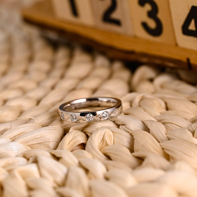 Marquise Cut Cluster Styled Lab Grown Wedding Band