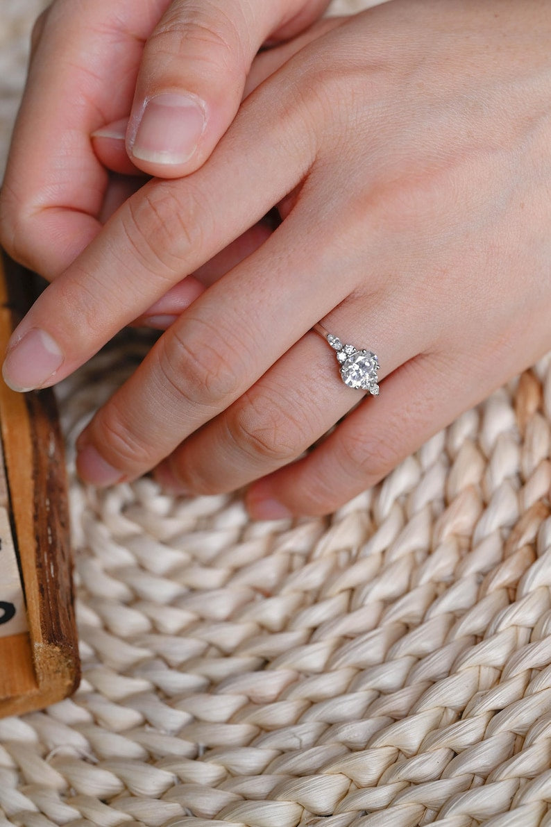 Marquise Cut Cluster Styled Lab Grown Diamond Engagement Ring