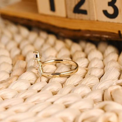 Marquise Cut Cluster Styled Lab Grown Wedding Band