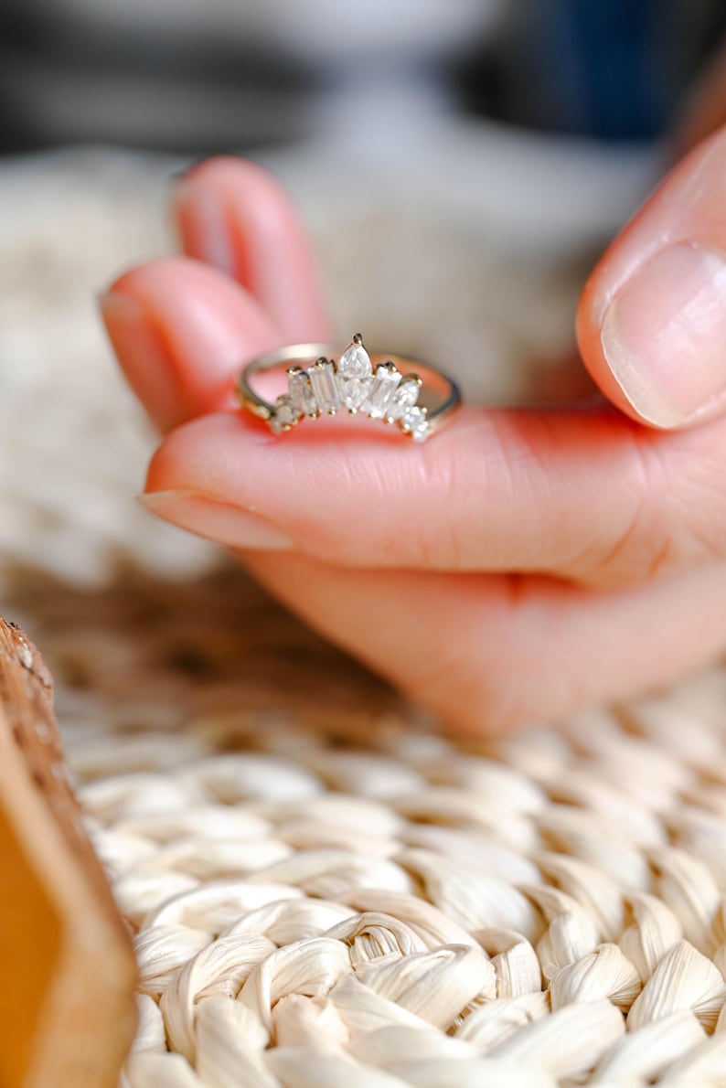 Marquise Cut Cluster Styled Lab Grown Wedding Band