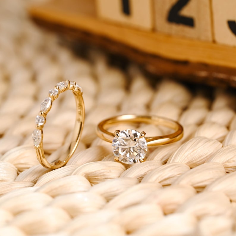 Marquise Cut Cluster Styled Lab Grown Diamond Bridal Ring Set
