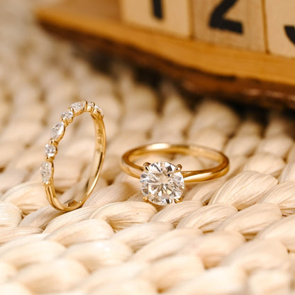 Marquise Cut Cluster Styled Lab Grown Diamond Bridal Ring Set