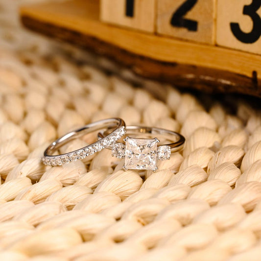 Marquise Cut Cluster Styled Lab Grown Diamond Bridal Ring Set