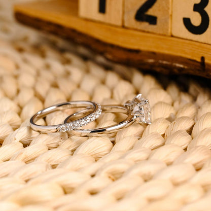 Marquise Cut Cluster Styled Lab Grown Diamond Bridal Ring Set