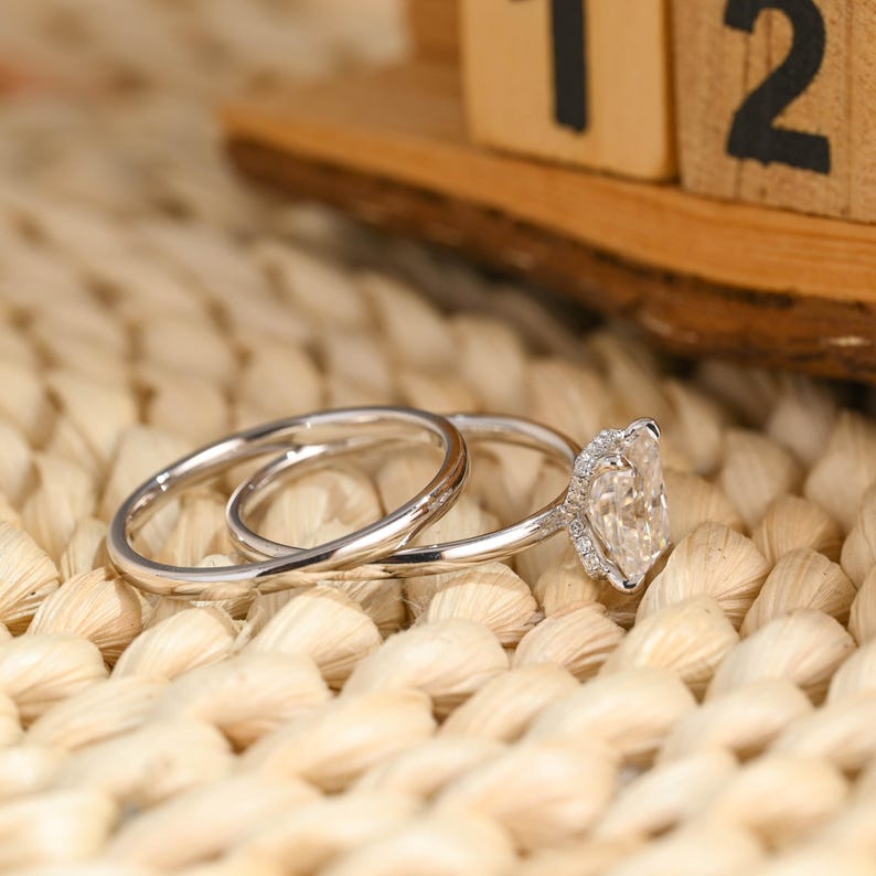 Marquise Cut Cluster Styled Lab Grown Diamond Bridal Ring Set