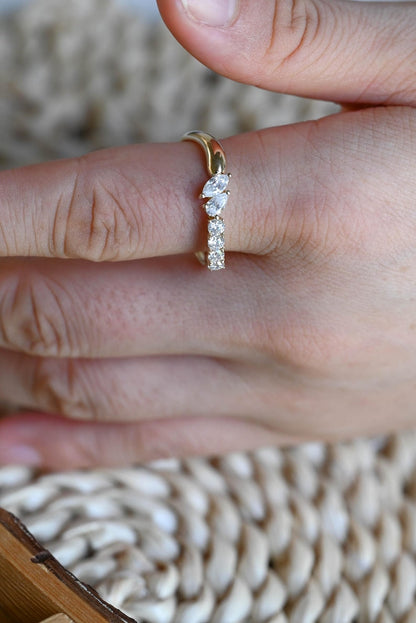 Marquise Cut Cluster Styled Lab Grown Wedding Band