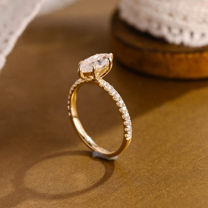Marquise Cut Cluster Styled Lab Grown Diamond Engagement Ring