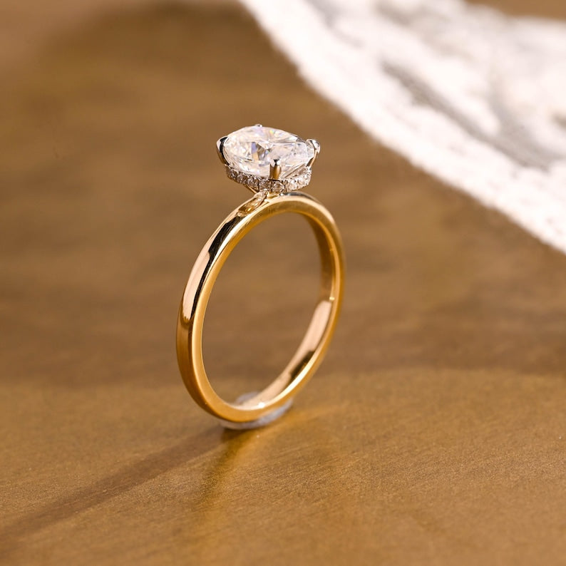 Marquise Cut Cluster Styled Lab Grown Diamond Engagement Ring
