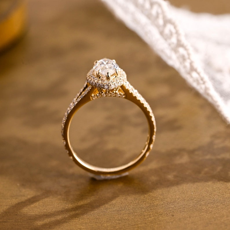 Marquise Cut Cluster Styled Lab Grown Diamond Engagement Ring