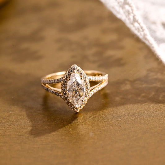 Marquise Cut Cluster Styled Lab Grown Diamond Engagement Ring
