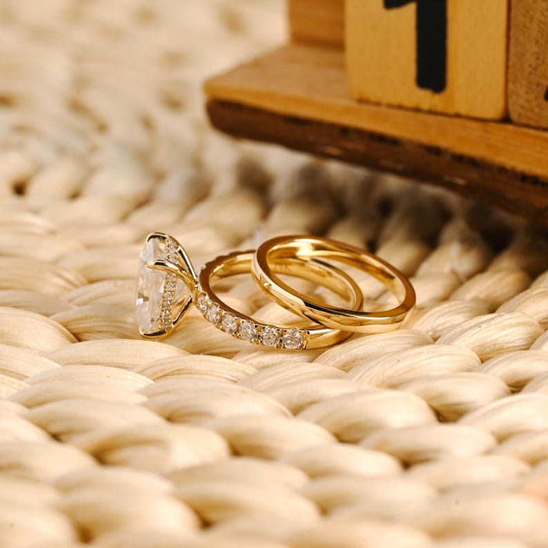 Marquise Cut Cluster Styled Lab Grown Diamond Bridal Ring Set