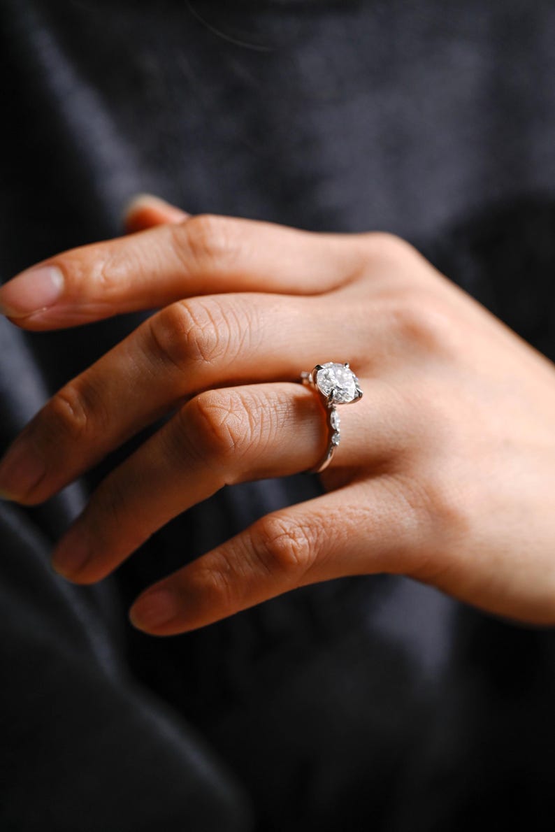 Marquise Cut Cluster Styled Lab Grown Diamond Engagement Ring