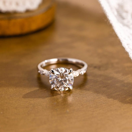 Marquise Cut Cluster Styled Lab Grown Diamond Engagement Ring