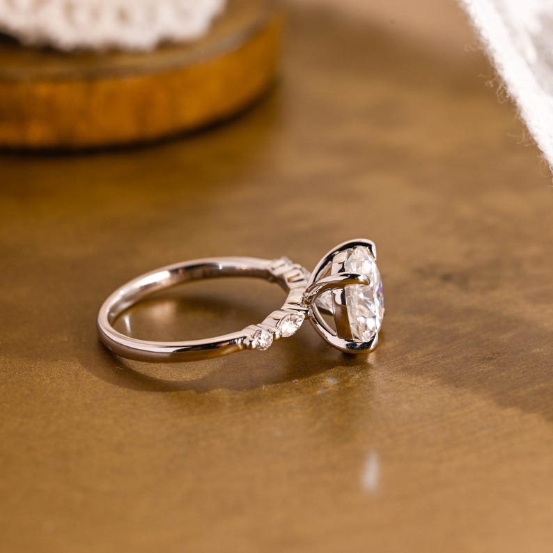 Marquise Cut Cluster Styled Lab Grown Diamond Engagement Ring