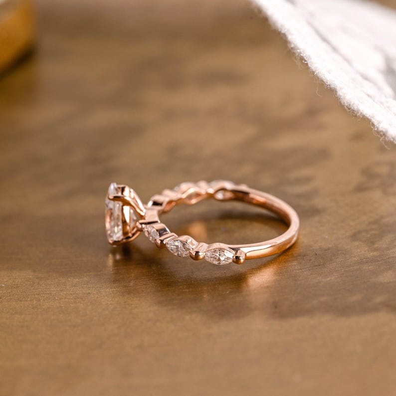 Marquise Cut Cluster Styled Lab Grown Diamond Engagement Ring