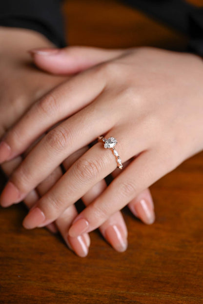 Marquise Cut Cluster Styled Lab Grown Diamond Engagement Ring