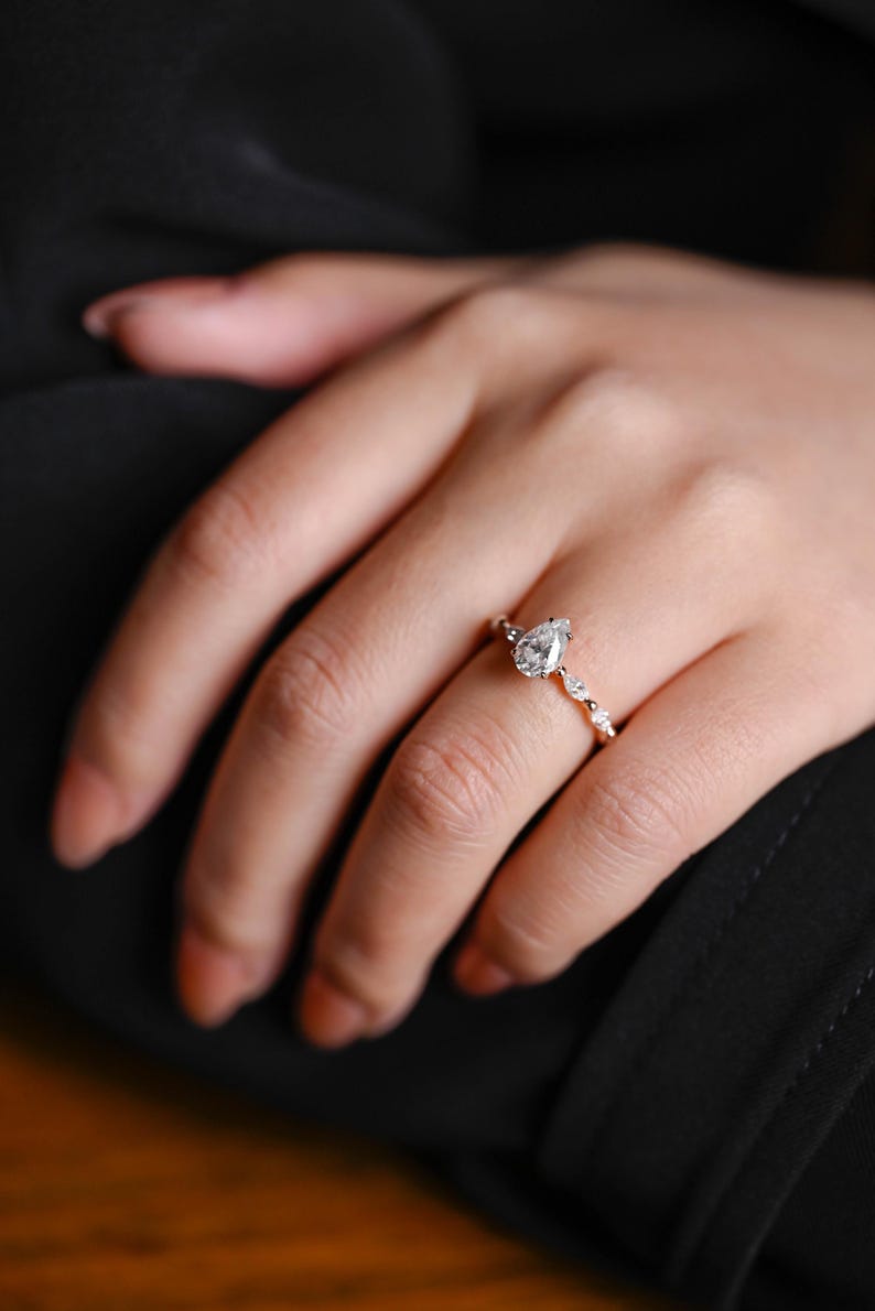 Marquise Cut Cluster Styled Lab Grown Diamond Engagement Ring