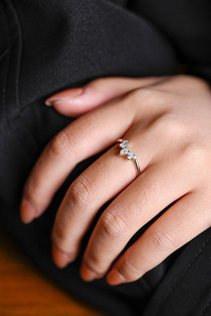 Marquise Cut Cluster Styled Lab Grown Wedding Band